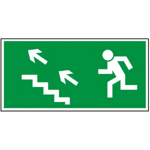 Kierunek do wyjścia drogi ewakuacyjnej schodami w górę (na lewo) -  Fotoluminescencyjna, sztywna płyta